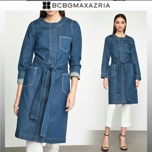 🔻🔻🔻New BCBGMAXAZRIA medium wash denim trench coat